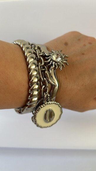 Pulseira Pingentes Prateada