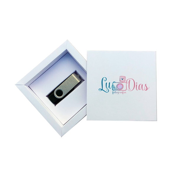Caixa Branca Moldura para Pendrive Personalizada
