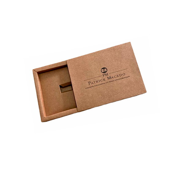 Caixa Gaveta para Fotos 10x15 e Pendrive Kraft