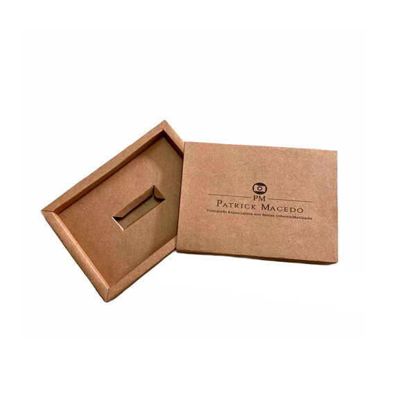 Caixa Gaveta para Fotos 10x15 e Pendrive Kraft