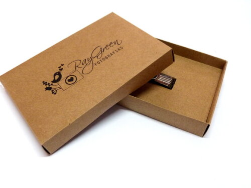 Caixa para Pendrive e Fotos 10x15 Kraft Personalizada