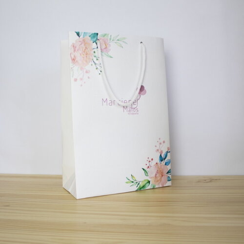 Sacola de Papel Branca Personalizada 30x20x10cm