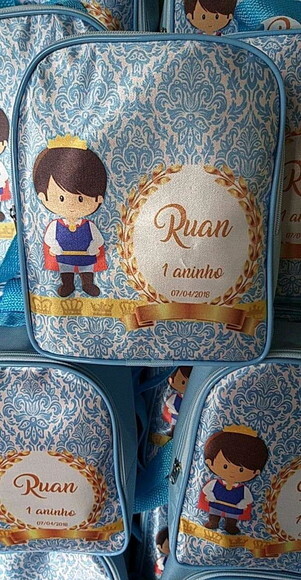 Mochila Personalizada Tema Princesa e Príncipe