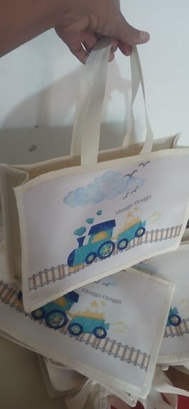 Bolsa Personalizada Dia das Crianças Tema Trem e Outros...