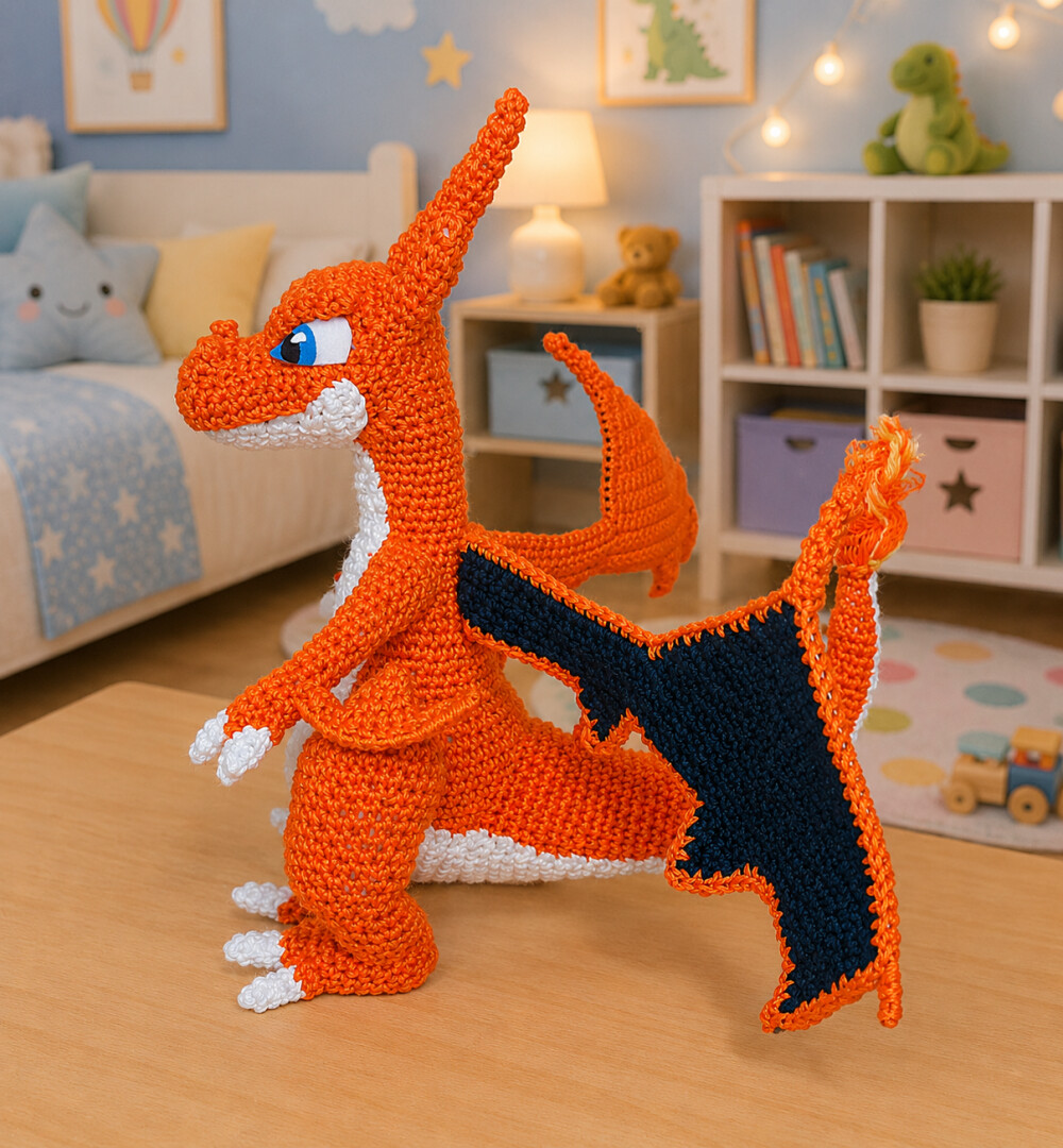 Amigurumi inspirado no Mega Charizard