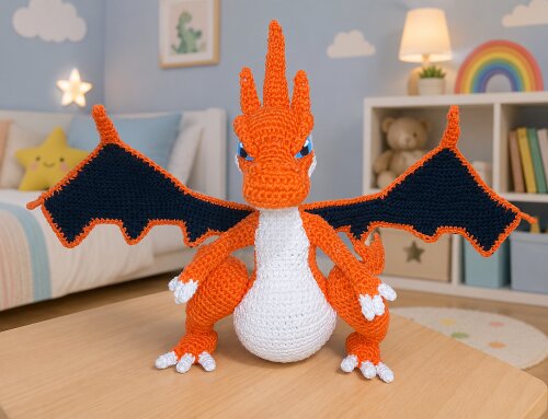 Amigurumi inspirado no Mega Charizard