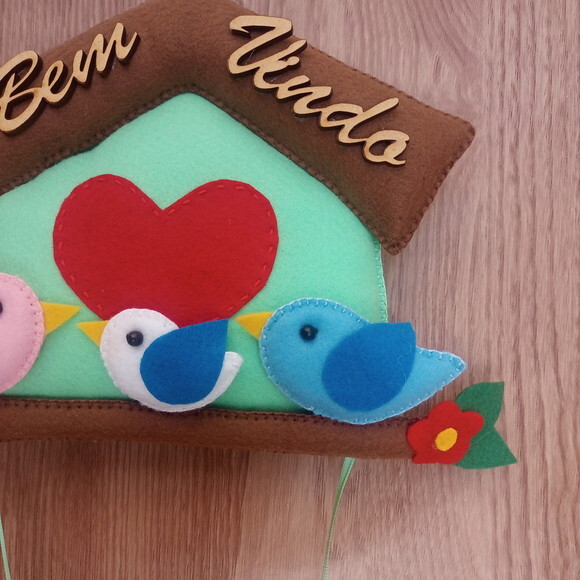 Enfeite de Porta Família de Passarinhos