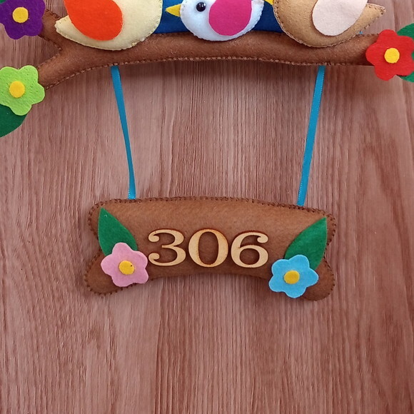 Enfeite de Porta Família de Passarinhos