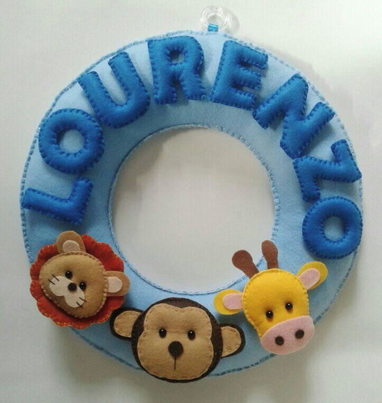 Guirlanda Porta Maternidade Safari Azul