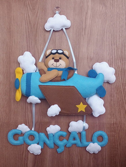 Porta Maternidade Ursinho Aviador