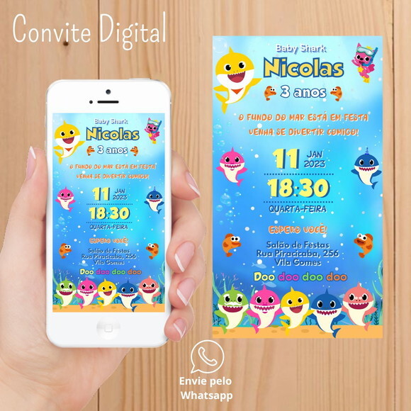 Convite Digital Baby Shark Menino