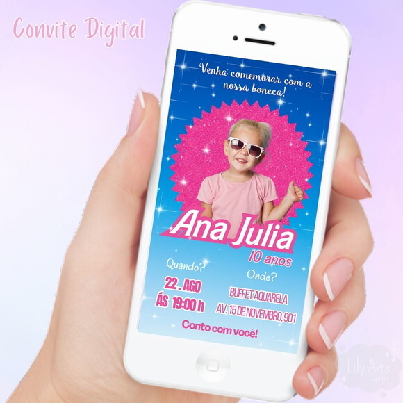 Convite Digital Barbie o Filme com Foto
