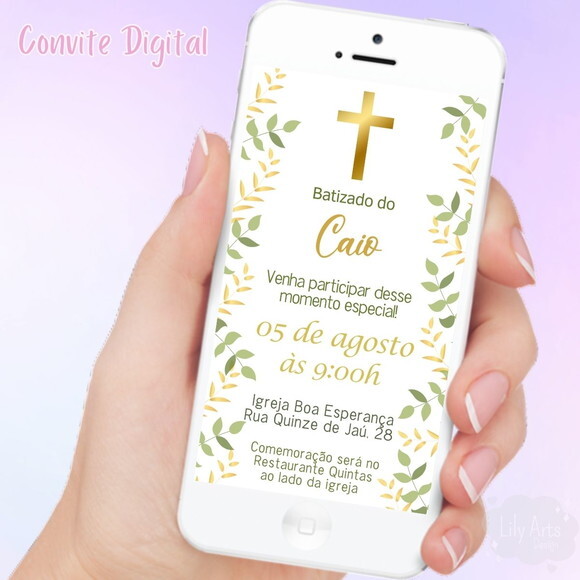Convite Digital Batizado Menino