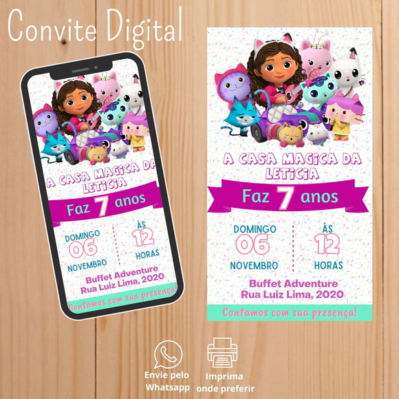 Convite Digital Casa Mágica da Gabby