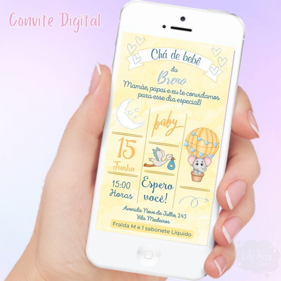 Convite Digital Chá de Bebê / Fraldas