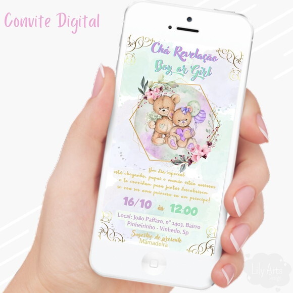 Convite Digital Chá Revelação e Chá de Fraldas