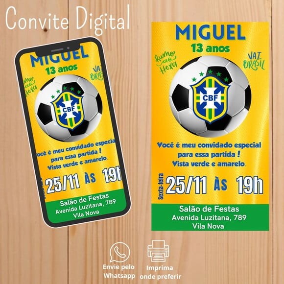 Convite Digital Copa do Mundo 2022 Brasil Futebol