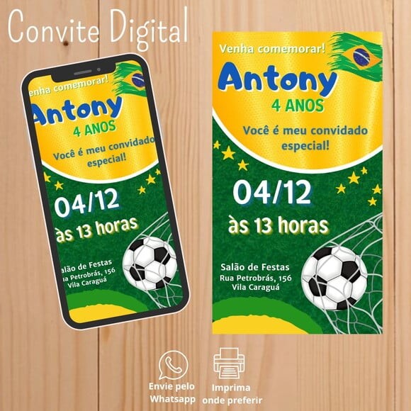 Convite Digital Copa do Mundo Brasil Futebol