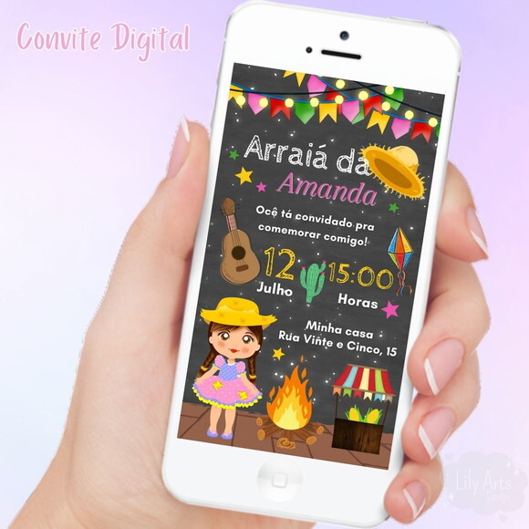 Convite Digital Festa Junina Menina