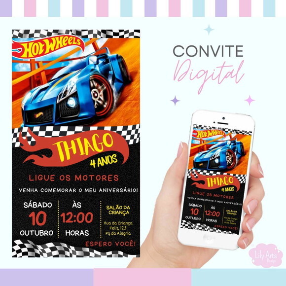 Convite Digital Hotwheels