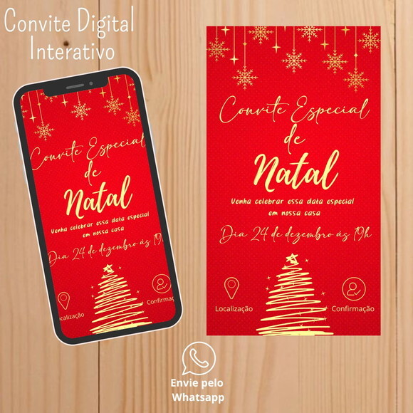 Convite Digital Interativo Ceia de Natal em Família e Amigo