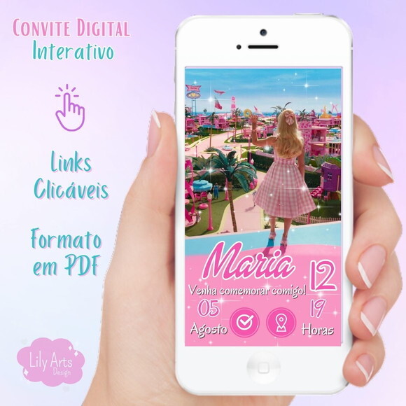 Convite Digital Interativo Filme Barbie