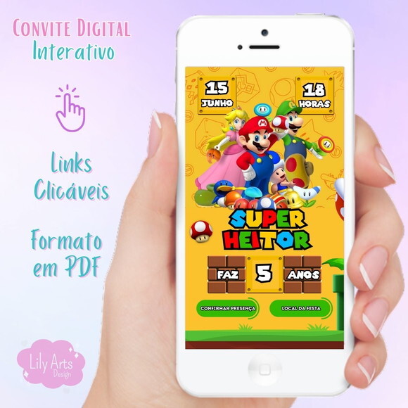 Convite Digital Interativo Mario Bros