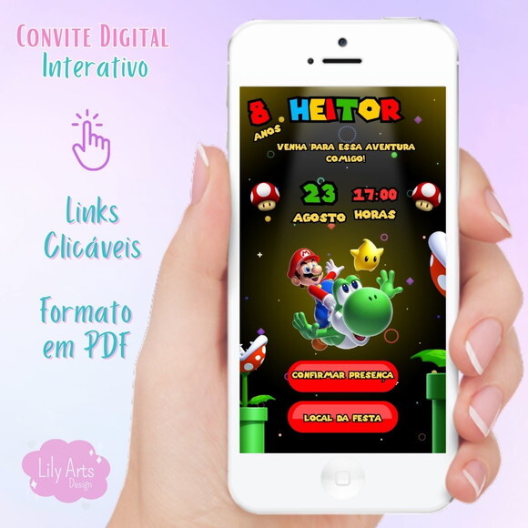 Convite Digital Interativo Mario Bros