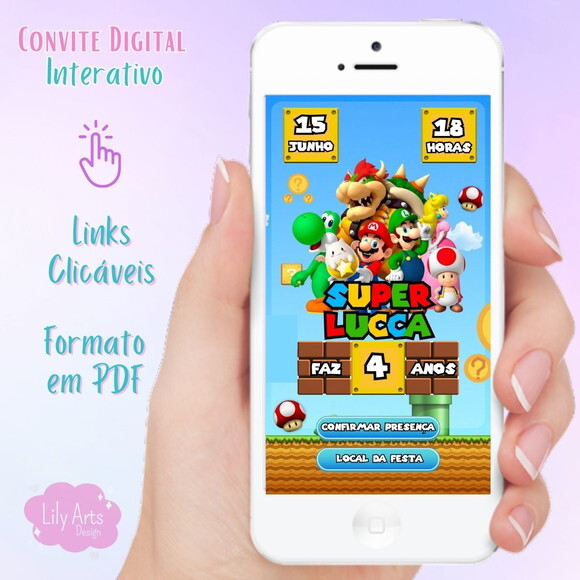 Convite Digital Interativo Mario Bros