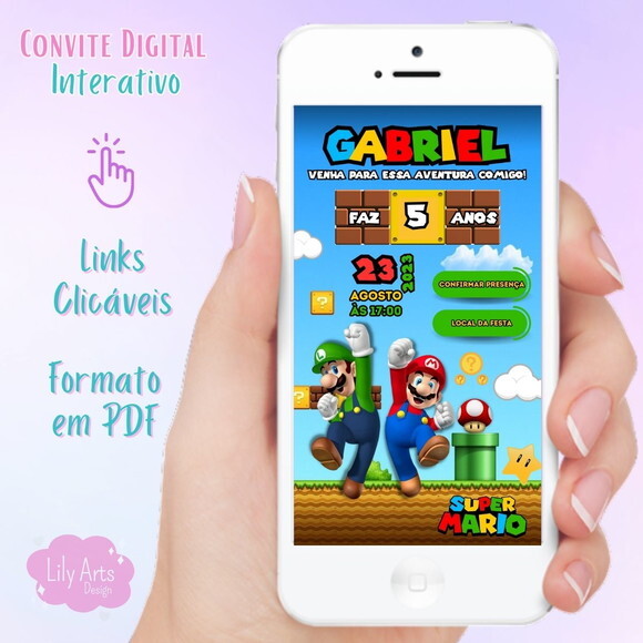 Convite Digital Interativo Mario Bros