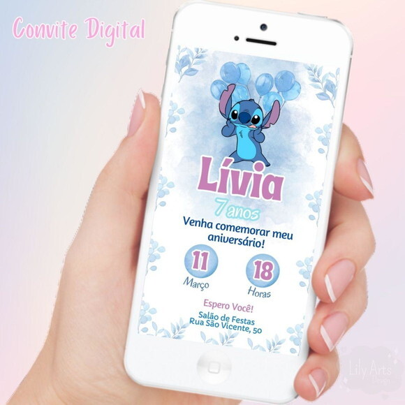 Convite Digital Lilo e Stitch
