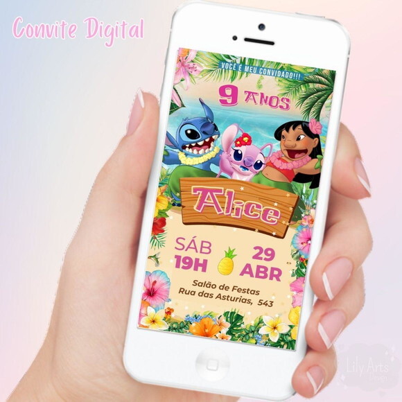 Convite Digital Lilo e Stitch