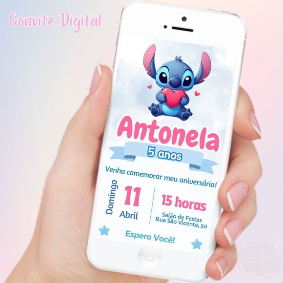 Convite Digital Lilo e Stitch