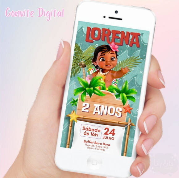 Convite Digital Moana Baby