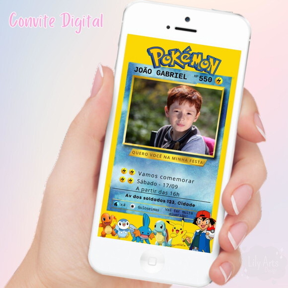 Convite Digital Pokemon Menino