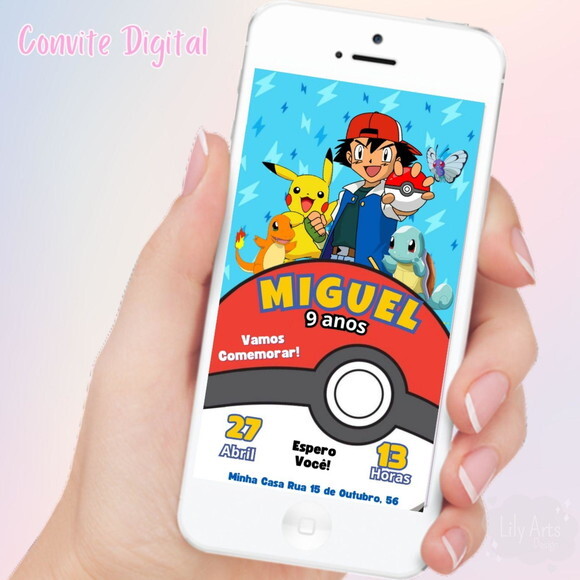 Convite Digital Pokemon Menino