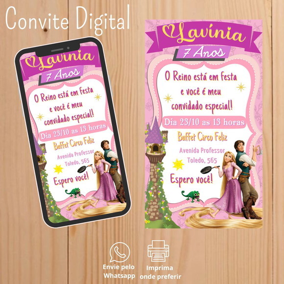 Convite Digital Rapunzel - Enrolados