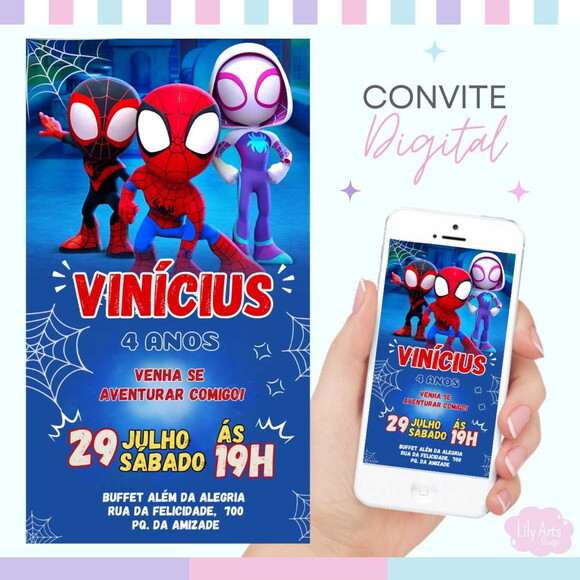 Convite Digital Spidey e Seus Amigos Espetaculares