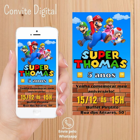 Convite Digital Super Mario Bros