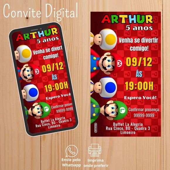 Convite Digital Super Mario Bros