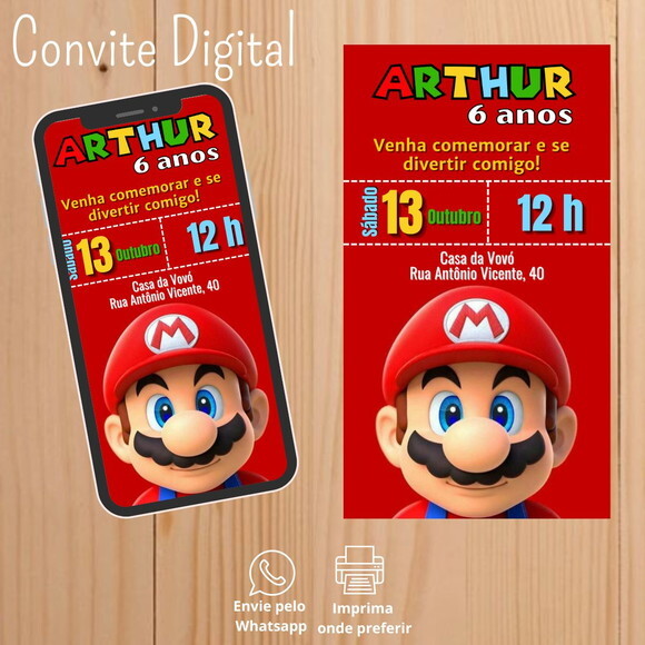 Convite Digital Super Mario Bros