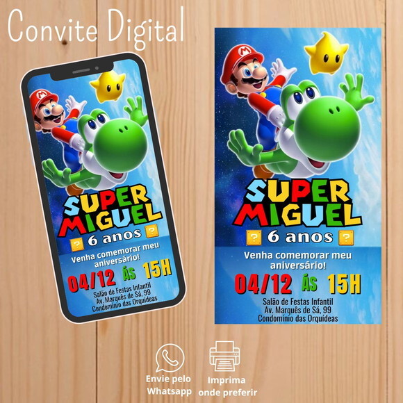 Convite Digital Super Mario Bros
