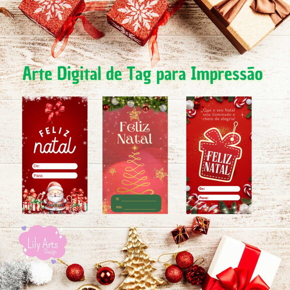 Tag Feliz Natal para Imprimir- Digital