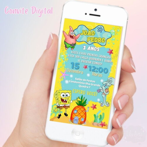 Convite Digital Bob Esponja