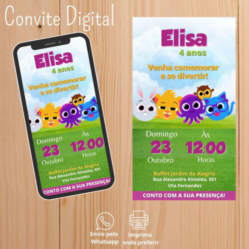 Convite Digital Bolofofos Menina