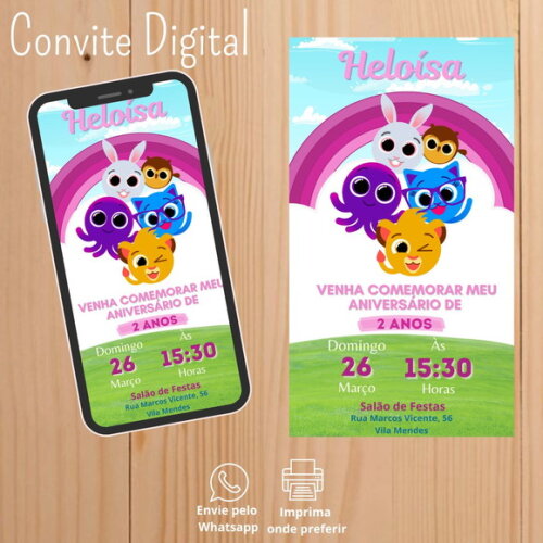 Convite Digital Bolofofos Menina