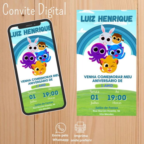 Convite Digital Bolofofos Menino