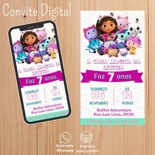 Convite Digital Casa Mágica da Gabby