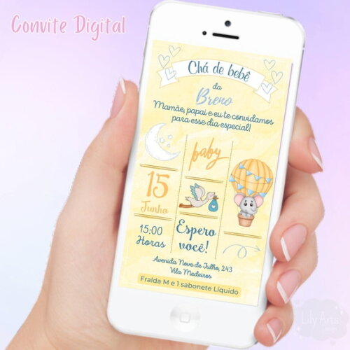 Convite Digital Chá de Bebê / Fraldas