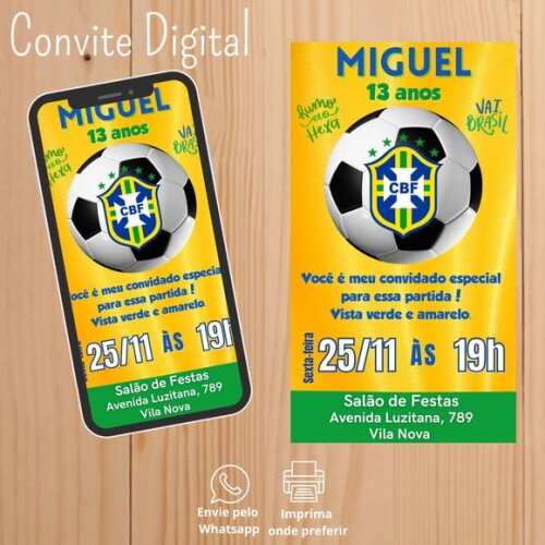 Convite Digital Copa do Mundo 2022 Brasil Futebol